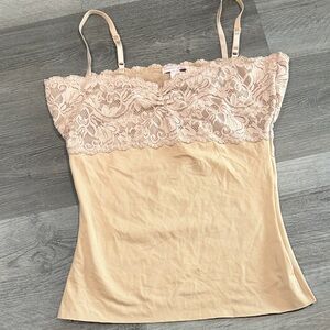 Stretch Lace Cami Tank Top in Nude